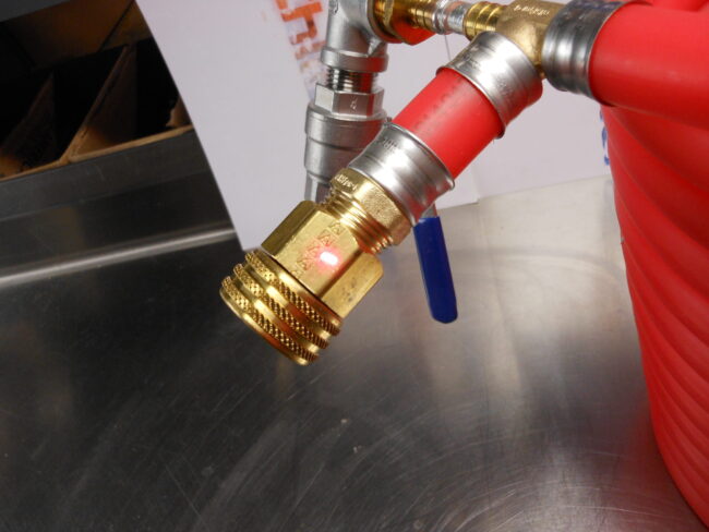 brass 1/2" NPT to swivel garden hose adapter.
