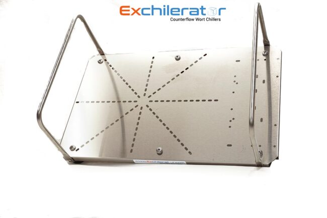 overhead view of the Chill Tray portable wort chiller and pump device.