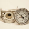 stainless TC tee with clamp, thermometer, and flanges