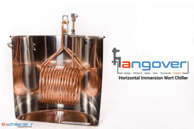 immersion wort chiller for hangover system in a brew kettle