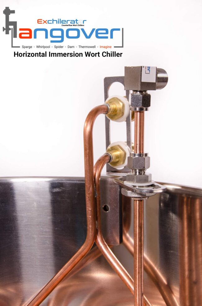 close up of connection to the Hangover on horizontal immersion chiller for wort