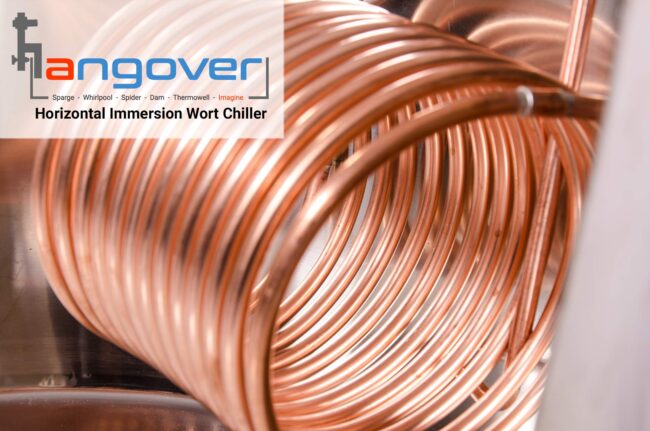 closeup of the immersion wort chiller for the Hangover.