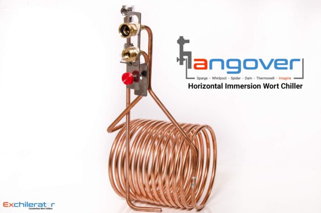 horizontal wort chiller from the back side.