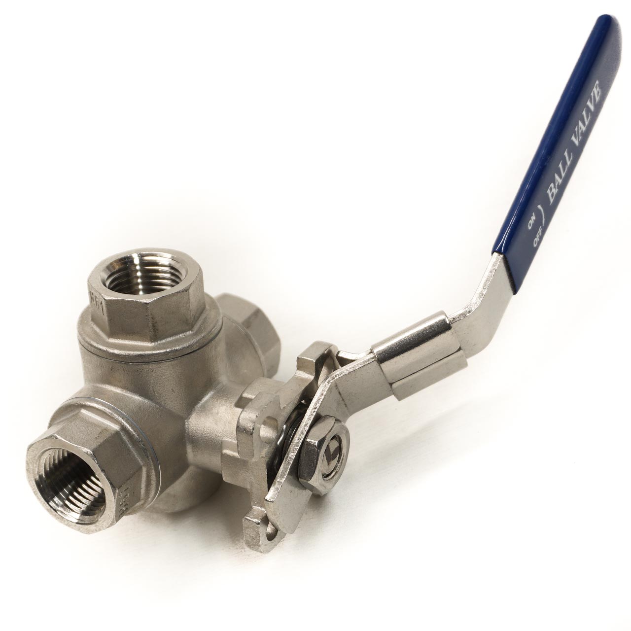 3 Way Ball Valve - 1/2" NPT 304 Stainless Steel