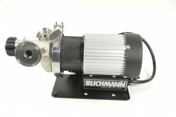 Riptide brew pump for wort and water by Blichmann Engineering - left side.